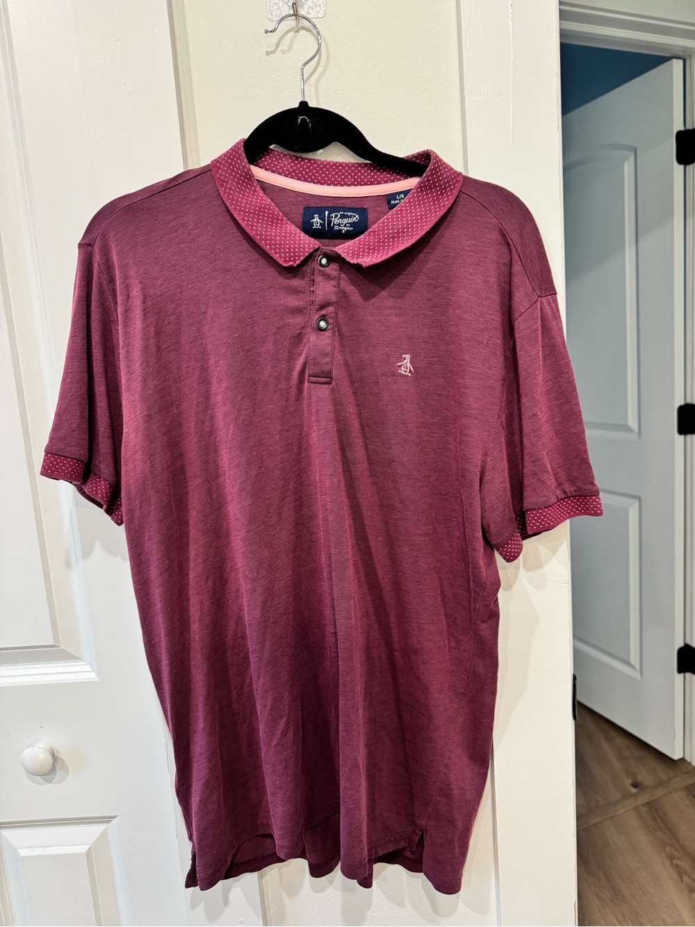 Original Penguin Men’s Burgundy Polo with Contrast Collar